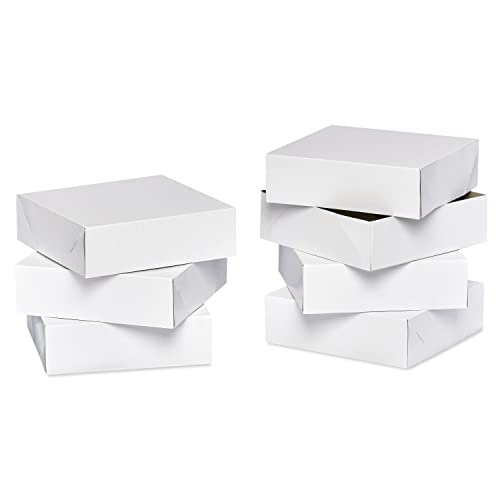 American Greetings Square White Gift Boxes with Lids for Birthdays, Easter, Mother's Day, Father's Day, Graduation and All Occasions, (6-Boxes, 9'' x 9'')