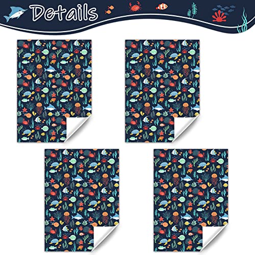 Ocean Themed Birthday Wrapping Paper For Kids Girls Boys, Under the Water Animal Coastal Design Gift Wrap Paper for Birthday Baby Shower Children's Day, 4 Sheets Folded Flat 20x28 Inches Per Sheet