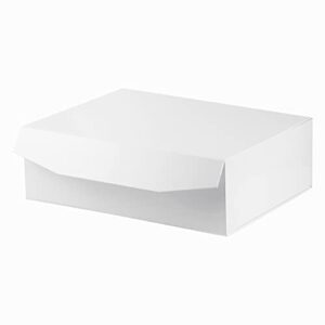 packgilo 1 pcs white extra large gift box with lid, 16.5 x 13 x 5.3 inches, hard magnetic giant gift boxes for presents clothes robe wedding dress sweater,reusable foldable bridesmaid proposal box