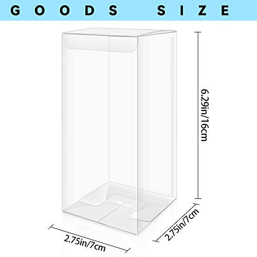 Oomcu 32 PCS Clear Plastic Gift Favor Boxes,2.75" x 2.75" x 6.25",Transparent Rectangle Cube Candy Chocolate Cookies Treat PET Box for Christmas,Wedding,Party,Baby Shower,Bridal Shower,Gift Wrapping