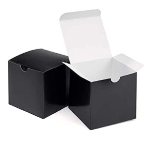 opaprain 4x4x4 inch 50 pack small black gift box with lid, diy made easy assemblely gift box for weddings, birthday parties, holiday celebrations