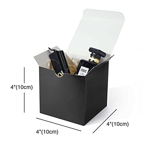 opaprain 4x4x4 inch 50 pack small black gift box with lid, DIY made easy assemblely gift box for weddings, birthday parties, holiday celebrations