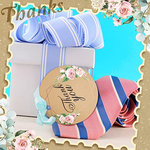 240 Pieces Thank You Gift Tags with String Round Floral Brown Tags Gift Tags Kraft Tags Wrap Hang Tags Paper for Wedding Baby Shower Birthday Party Favor