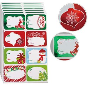 80-count foil christmas tags sticker，8 jumbo designs – xmas to from christmas sticker name tags write on labels – holiday present labels