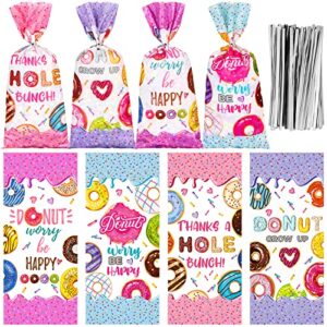 jetec 100 pcs donut candy bags donut grow up party supplies donut cellophane bags gift treat bag goodie bags with ties two sweet donut theme birthday party decorations