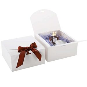 white gift box 10 pack 6.7×6.7×3.5 inches,gift boxes with ribbons,bridesmaid proposal boxes, gift boxes with lids for presents, birthdays,wedding,baby showers,valentine’s day,christmas