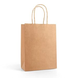 12pcs small gift bags kraft paper bags. recycled merchandise bags retail bags party favor bags with handles bulk for wedding birthday party supplies festivals arts diy crafts (brown, 5.9×3.1×8.4inch)
