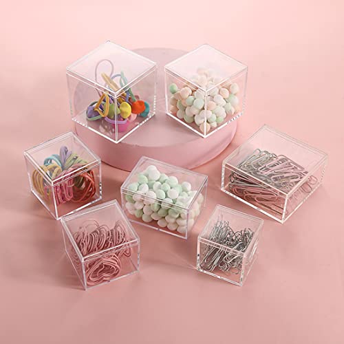 Acrylic Box,12 Pack 2.16x2.16x2.16 Inch Clear Boxes with Lid Transparent Small Display Square Cube Easter Birthday Graduation Candy Jewlry Presents Party Favor Gift Wrap Box