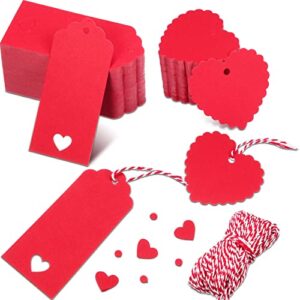valentine red gift tags red heart shape kraft tags 200 pieces paper label tags with string craft tags for arts and crafts valentine’s day wedding christmas and holiday
