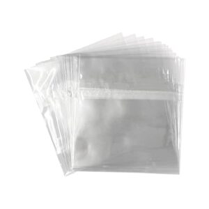 progo cd jewel case sleeves, 6 1/8 x 5 1/8 inches crystal clear self-seal resealable opp cellophane poly bags, 100 pieces. food grade, fits one 10.4mm standard cd jewel cases and more.