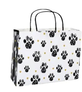 pooch paw doogie print paper large shopper gift bag quantity of 5