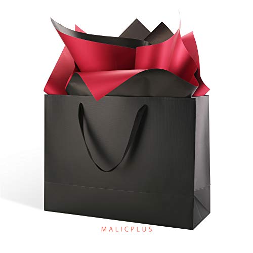 MALICPLUS 12 Extra Large Gift Bags 16x6x12 Inches, Matte Black Large Gift Bags with Handles for All Occasions Grain Texture Finish