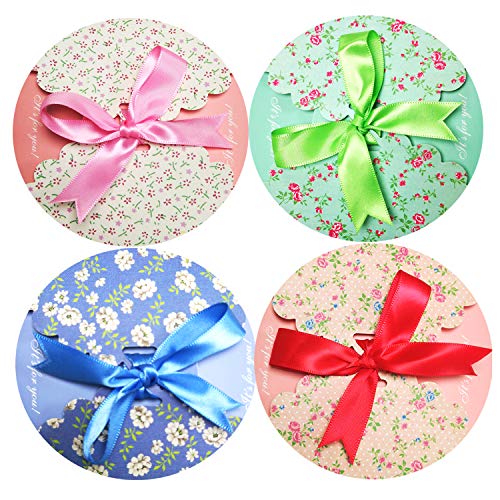 Chilly Gift Treat Boxes 20 Pack Gift Boxes with Ribbons for Cake, Cookies, Goodies, Candy, Handmade Bath Bombs Shower Soaps for Party, Christmas, Birthdays, Weddings (Flower Patterned)