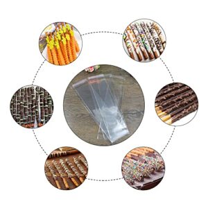 Long Resealable Cellophane Bags 2x8" 200pcs Skinny Clear Cello Baggies Self Sealing OPP Poly Bags 2 Mil for Pretzel Rods Packaging ICY Candy Candle Golf Balls Pen Gifts (5 Sizes to Choose from)