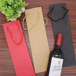 HRX Package Premium Kraft Paper Wine Gift Bags with Handles, 12PCS Sturdy Single Bottle Wine Holder Tote Bag for Christmas, Party, Shopping, Retail Merchandise (Brown)