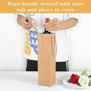 HRX Package Premium Kraft Paper Wine Gift Bags with Handles, 12PCS Sturdy Single Bottle Wine Holder Tote Bag for Christmas, Party, Shopping, Retail Merchandise (Brown)