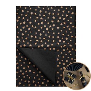 zooyoo tissue paper gift wrap,party favors wrapping,art tissue paper 50 sheets.20″ x 28″each(black/gold star)