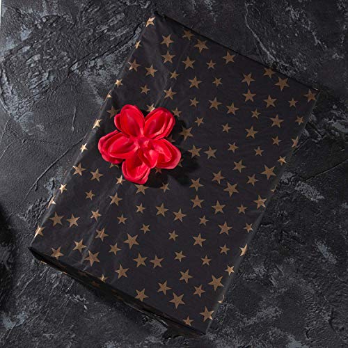 ZOOYOO Tissue Paper Gift Wrap,Party Favors Wrapping,Art Tissue Paper 50 Sheets.20" x 28"Each(Black/Gold Star)