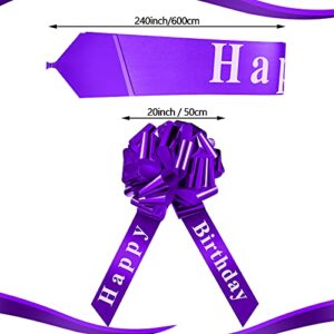 Happy Birthday Car Bow Big Car Ribbon Bow Large Gift Wrapping Bow Giant Bow for Car Decorative Huge Pull Bow for Christmas Party Birthday Car Decoration (Purple,20 Inches)