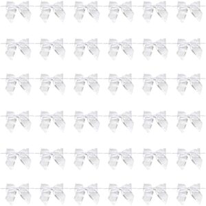 White Organza Bow Twist Ties for Favors and Treat Bags (1.5 Inches, 36 Pack)