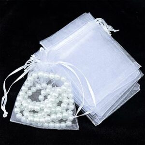 saoyoas 100pcs 4×6 inch organza bags, drawstring organza wedding party christmas favor gift bags, for festival, party, bathroom soaps, pouches gift bags. (white)