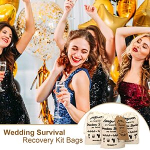 Hangover Bags Wedding Favor Bag Bachelorette Party Survival Recovery Kit Bags Cotton Muslin Drawstring Bag with 30 Pieces Gift Tags for Wedding Bridal Shower Party Gifts, 4 x 6 Inches (30 Pieces)