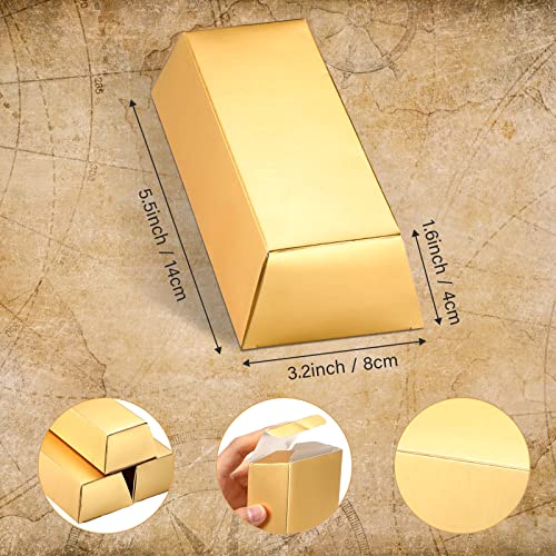 40 Pieces Gold Bars Fake Gold Bar Gift Box Golden Favor Boxes Foil Treasure Boxes Paper Golden Brick Casino Pirate Theme Party Supplies for Candy, Treats, Toys, Crafts Decoration, 5.5 x 3.2 Inches