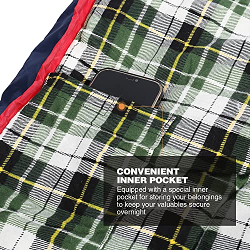 REDCAMP Outdoors Cotton Flannel Sleeping Bag for Camping Backpacking, Warm and Comfortable Envelope Sleeping Bags with 2/3/4lbs Filling, Green Plaid