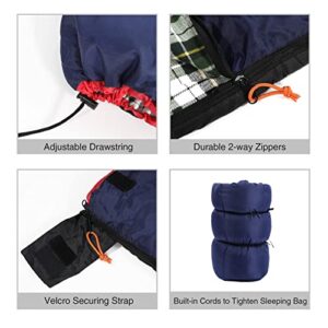 REDCAMP Outdoors Cotton Flannel Sleeping Bag for Camping Backpacking, Warm and Comfortable Envelope Sleeping Bags with 2/3/4lbs Filling, Green Plaid