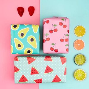 MAYPLUSS Wrapping Paper Large Sheet - Folded Flat - 6 Different Fruit Design (45.2 sq ft.ttl) - 27.5 inch X 39.4 inch Per Sheet