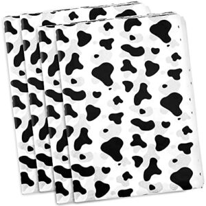 100 Sheets Cow Print Tissue Paper Bulk,Cow Print Tissue Paper for Gift Bags,Black and White Cow Print Tissue Paper for Cow Party ,14 x 20 inch