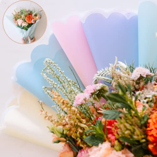 Flower Wrapping Paper Florist Bouquet Supplies DIY Crafts Gift Box Packaging Wraps Waterproof Floral Wrapping Paper 20 Sheets 5 Colors (Pastel)