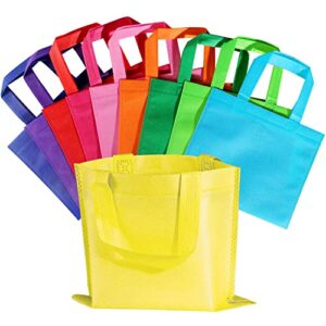 SPERPAND 60 Pieces Non-Woven Party Gift Bags, Treat Tote Bags with Handles, 10 Colors Party Favor Bags for Baby Shower, Birthday, Rainbow Party Supplies