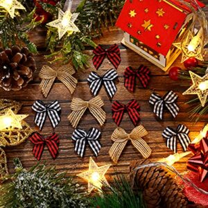 WHQXFDZ 60 PCS Christmas Mini Plaid Bows Burlap Bows Christmas Buffalo Plaid Bows Gingham Ribbon Bows Ornament for Christmas Tree Crafts Home Decoration DIY Making (Multiple Colors)