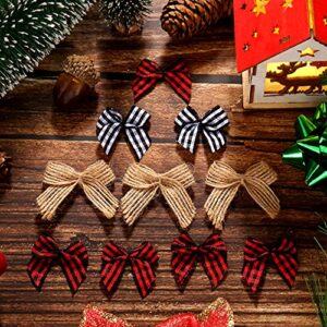 WHQXFDZ 60 PCS Christmas Mini Plaid Bows Burlap Bows Christmas Buffalo Plaid Bows Gingham Ribbon Bows Ornament for Christmas Tree Crafts Home Decoration DIY Making (Multiple Colors)