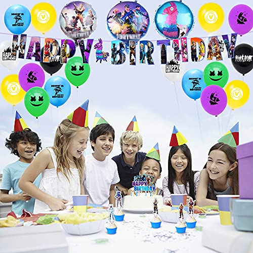 Vedio Game Birthday Party Supplies Party Decorations Include Happy Birthday Banner, Stickers, Tablecover, Balloons, Cake Toppers