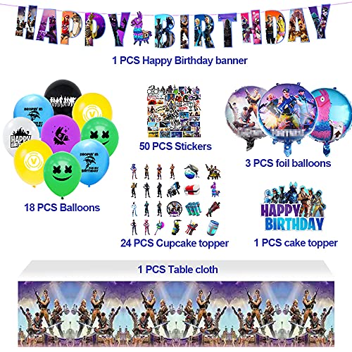 Vedio Game Birthday Party Supplies Party Decorations Include Happy Birthday Banner, Stickers, Tablecover, Balloons, Cake Toppers