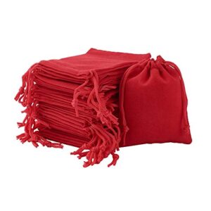 FASHEWELRY 100 Pack Red Drawstring Velvet Bags 3.6x2.8 inch Jewelry Candy Storage Present Packaging Small Pouches for Wedding Party Favor