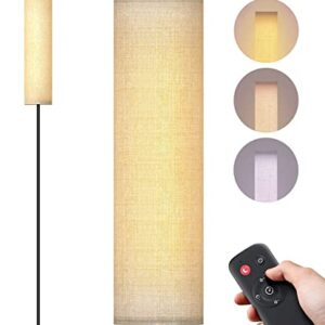 Lithomy Floor Lamp,4 Color Temperature Modern LED Standing Lamp,Stepless Dimmer Remote Control Floor Lamps for Living Room/Bedroom/Office,3000k-7000k Elegant Tall Lamps with Linen Lamp Shade,Timmer