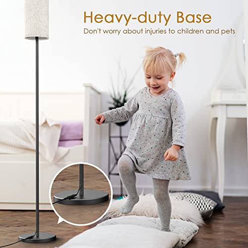 Lithomy Floor Lamp,4 Color Temperature Modern LED Standing Lamp,Stepless Dimmer Remote Control Floor Lamps for Living Room/Bedroom/Office,3000k-7000k Elegant Tall Lamps with Linen Lamp Shade,Timmer