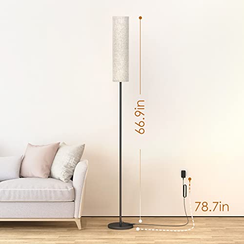 Lithomy Floor Lamp,4 Color Temperature Modern LED Standing Lamp,Stepless Dimmer Remote Control Floor Lamps for Living Room/Bedroom/Office,3000k-7000k Elegant Tall Lamps with Linen Lamp Shade,Timmer