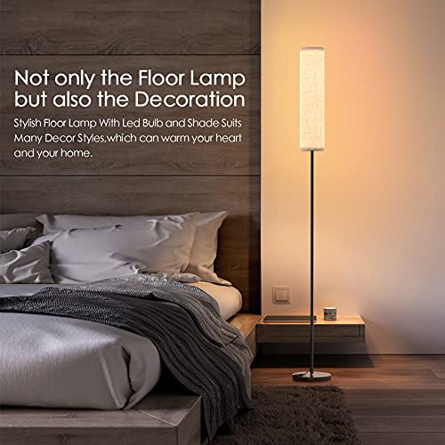 Lithomy Floor Lamp,4 Color Temperature Modern LED Standing Lamp,Stepless Dimmer Remote Control Floor Lamps for Living Room/Bedroom/Office,3000k-7000k Elegant Tall Lamps with Linen Lamp Shade,Timmer