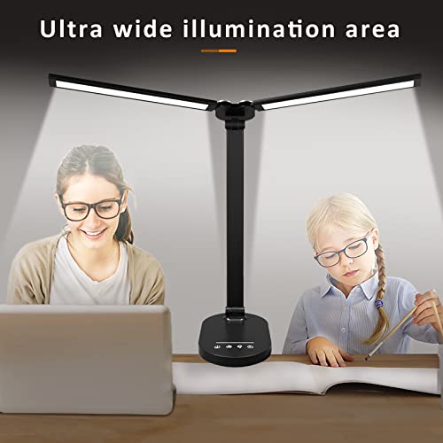 Smaeti Desk Lamps for Home Office - LED Desk Lamp with Night Light, Office Desk Lamp, USB Charging Port,5 Color Modes 5 Brightness Levels,Auto Timer, Eye-Caring Desk Light for Dorm Study Reading