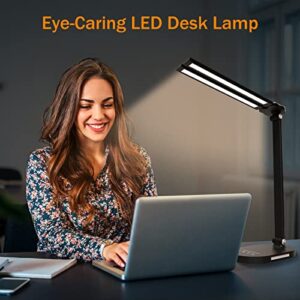 Smaeti Desk Lamps for Home Office - LED Desk Lamp with Night Light, Office Desk Lamp, USB Charging Port,5 Color Modes 5 Brightness Levels,Auto Timer, Eye-Caring Desk Light for Dorm Study Reading