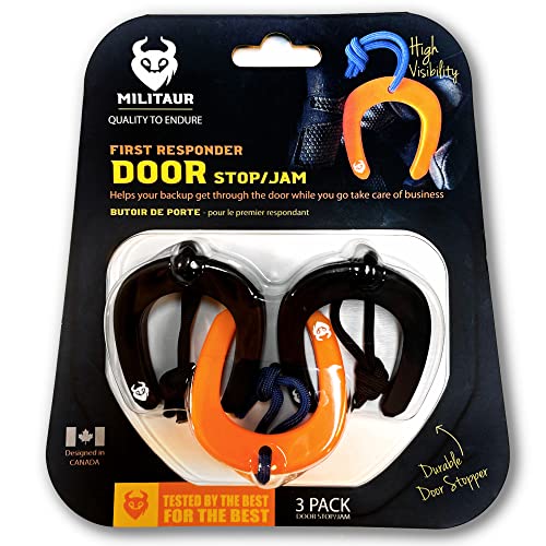 MILITAUR First Responder Door Stop/Door Jam for Law Enforcement, Police, Emergency Medical Services. Stops Doors from Closing, 3 Pack and Molle/PALS Compatible… (3)