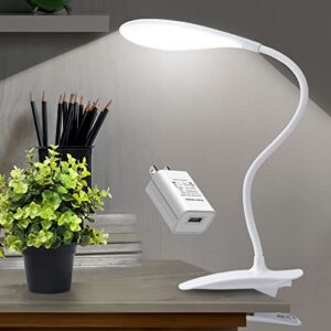 dweptu led desk lamp eye-caring clamp light clamp lamps reading lights with usb port, 360°flexible gooseneck bed night light (include ac power plug)