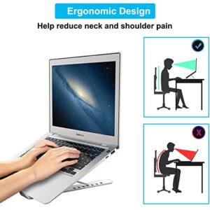 Adjustable Laptop Stand for Desk, Portable Computer Stand Laptop Riser for Desk, Fold able Laptop Holder, 6 Angles Computer Riser, Compatible with 9-15.6 Inch Laptops, Phone, Tablets, Books (White)