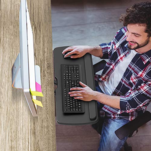 HUANUO Keyboard Tray Under Desk, 360 Adjustable Ergonomic Sliding Keyboard & Mouse Tray, 25" W x 9.8" D, Black