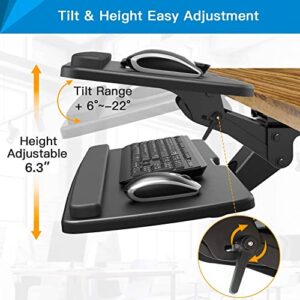 HUANUO Keyboard Tray Under Desk, 360 Adjustable Ergonomic Sliding Keyboard & Mouse Tray, 25" W x 9.8" D, Black