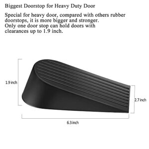 Big Door Stopper 2 Packs Heavy Duty Wedge Rubber Door Stop Works on All Floor Surfaces Height up to 1.9 Inches Non-Scratching Doorstops Special for Home Office School Heavy Door (Black)